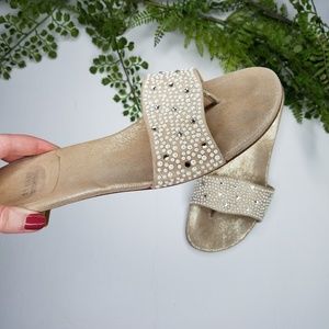 Stuart Weitzman Napoli Pearly Crystal Slide Sandal